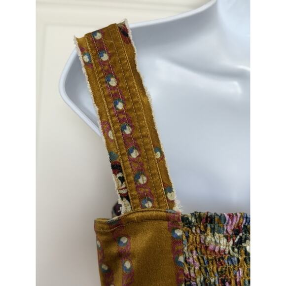 Anthropologie PILCRO Corset Seamed Floral Velvet Mustard‎ Tank Top Size 6 EUC - Picture 8 of 16